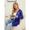image:imageGRECERELLE Lightweight Cardigan Sweaters for Women Crochet Knit Open Front Long Sleeve Loose Casual Boho Summer Beach CoverupRoyal Blue