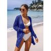 image:imageGRECERELLE Lightweight Cardigan Sweaters for Women Crochet Knit Open Front Long Sleeve Loose Casual Boho Summer Beach CoverupRoyal Blue