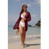 image:imageGRECERELLE Lightweight Cardigan Sweaters for Women Crochet Knit Open Front Long Sleeve Loose Casual Boho Summer Beach CoverupWine Red
