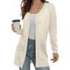 image:imageGRECERELLE Lightweight Cardigan Sweaters for Women Crochet Knit Open Front Long Sleeve Loose Casual Boho Summer Beach CoverupApricot