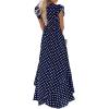 image:imageGRECERELLE 2026 Womens Spring Summer Boho Floral Print VNeck Faux Wrap Maxi Dress for Wedding Guest Graduation Party01 Polka Dotsnavy Blue