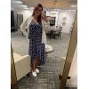 image:imageGRECERELLE 2026 Womens Spring Summer Boho Floral Print VNeck Faux Wrap Maxi Dress for Wedding Guest Graduation Party01 Polka Dotsnavy Blue