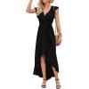 image:imageGRECERELLE 2026 Womens Spring Summer Boho Floral Print VNeck Faux Wrap Maxi Dress for Wedding Guest Graduation Party02 Black