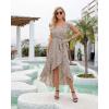 image:imageGRECERELLE 2026 Womens Spring Summer Boho Floral Print VNeck Faux Wrap Maxi Dress for Wedding Guest Graduation Party03 Fp Floret Coffee