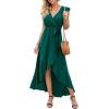 image:imageGRECERELLE 2026 Womens Spring Summer Boho Floral Print VNeck Faux Wrap Maxi Dress for Wedding Guest Graduation Party04 Dark Green