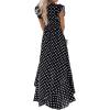 image:imageGRECERELLE 2026 Womens Spring Summer Boho Floral Print VNeck Faux Wrap Maxi Dress for Wedding Guest Graduation Party05 Polka Dotsblack