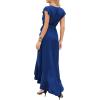 image:imageGRECERELLE 2026 Womens Spring Summer Boho Floral Print VNeck Faux Wrap Maxi Dress for Wedding Guest Graduation Party06 Navy Blue