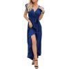 image:imageGRECERELLE 2026 Womens Spring Summer Boho Floral Print VNeck Faux Wrap Maxi Dress for Wedding Guest Graduation Party06 Navy Blue