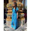 image:imageGRECERELLE 2026 Womens Spring Summer Boho Floral Print VNeck Faux Wrap Maxi Dress for Wedding Guest Graduation Party07 Polka Dotslight Blue