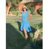 image:imageGRECERELLE 2026 Womens Spring Summer Boho Floral Print VNeck Faux Wrap Maxi Dress for Wedding Guest Graduation Party07 Polka Dotslight Blue