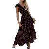 image:imageGRECERELLE 2026 Womens Spring Summer Boho Floral Print VNeck Faux Wrap Maxi Dress for Wedding Guest Graduation Party12 Polka Dotsred Black