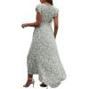 image:imageGRECERELLE 2026 Womens Spring Summer Boho Floral Print VNeck Faux Wrap Maxi Dress for Wedding Guest Graduation Party13 Fp Lily Green