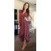 image:imageGRECERELLE 2026 Womens Spring Summer Boho Floral Print VNeck Faux Wrap Maxi Dress for Wedding Guest Graduation Party14 Polka Dotswine Red
