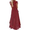 image:imageGRECERELLE 2026 Womens Spring Summer Boho Floral Print VNeck Faux Wrap Maxi Dress for Wedding Guest Graduation Party14 Polka Dotswine Red
