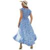 image:imageGRECERELLE 2026 Womens Spring Summer Boho Floral Print VNeck Faux Wrap Maxi Dress for Wedding Guest Graduation Party16 Fp Cherryblossomblue