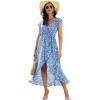 image:imageGRECERELLE 2026 Womens Spring Summer Boho Floral Print VNeck Faux Wrap Maxi Dress for Wedding Guest Graduation Party16 Fp Cherryblossomblue