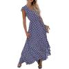 image:imageGRECERELLE 2026 Womens Spring Summer Boho Floral Print VNeck Faux Wrap Maxi Dress for Wedding Guest Graduation Party17 Polka Dotspurple Gray