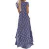 image:imageGRECERELLE 2026 Womens Spring Summer Boho Floral Print VNeck Faux Wrap Maxi Dress for Wedding Guest Graduation Party17 Polka Dotspurple Gray