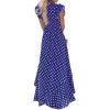 image:imageGRECERELLE 2026 Womens Spring Summer Boho Floral Print VNeck Faux Wrap Maxi Dress for Wedding Guest Graduation Party18 Polka Dotsroyal Blue