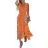image:imageGRECERELLE 2026 Womens Spring Summer Boho Floral Print VNeck Faux Wrap Maxi Dress for Wedding Guest Graduation Party21 Polka Dotsorange