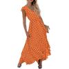 image:imageGRECERELLE 2026 Womens Spring Summer Boho Floral Print VNeck Faux Wrap Maxi Dress for Wedding Guest Graduation Party21 Polka Dotsorange