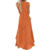 image:imageGRECERELLE 2026 Womens Spring Summer Boho Floral Print VNeck Faux Wrap Maxi Dress for Wedding Guest Graduation Party21 Polka Dotsorange