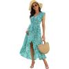 image:imageGRECERELLE 2026 Womens Spring Summer Boho Floral Print VNeck Faux Wrap Maxi Dress for Wedding Guest Graduation Party22 Fp Cherryblossomgreen