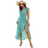 image:imageGRECERELLE 2026 Womens Spring Summer Boho Floral Print VNeck Faux Wrap Maxi Dress for Wedding Guest Graduation Party22 Fp Cherryblossomgreen