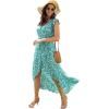 image:imageGRECERELLE 2026 Womens Spring Summer Boho Floral Print VNeck Faux Wrap Maxi Dress for Wedding Guest Graduation Party22 Fp Cherryblossomgreen