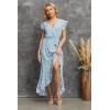 image:imageGRECERELLE 2026 Womens Spring Summer Boho Floral Print VNeck Faux Wrap Maxi Dress for Wedding Guest Graduation Party26 Fp Floret Blue