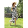 image:imageGRECERELLE 2026 Womens Spring Summer Boho Floral Print VNeck Faux Wrap Maxi Dress for Wedding Guest Graduation Party28 Fp Big Lily Black