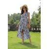 image:imageGRECERELLE 2026 Womens Spring Summer Boho Floral Print VNeck Faux Wrap Maxi Dress for Wedding Guest Graduation Party29 Fp Big Lily Navy