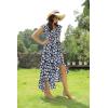 image:imageGRECERELLE 2026 Womens Spring Summer Boho Floral Print VNeck Faux Wrap Maxi Dress for Wedding Guest Graduation Party29 Fp Big Lily Navy
