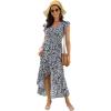 image:imageGRECERELLE 2026 Womens Spring Summer Boho Floral Print VNeck Faux Wrap Maxi Dress for Wedding Guest Graduation Party30 Fp Cherryblossomblack