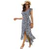 image:imageGRECERELLE 2026 Womens Spring Summer Boho Floral Print VNeck Faux Wrap Maxi Dress for Wedding Guest Graduation Party30 Fp Cherryblossomblack