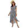 image:imageGRECERELLE 2026 Womens Spring Summer Boho Floral Print VNeck Faux Wrap Maxi Dress for Wedding Guest Graduation Party30 Fp Cherryblossomblack