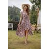 image:imageGRECERELLE 2026 Womens Spring Summer Boho Floral Print VNeck Faux Wrap Maxi Dress for Wedding Guest Graduation Party40 Fp Brindle Purple Gray
