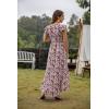 image:imageGRECERELLE 2026 Womens Spring Summer Boho Floral Print VNeck Faux Wrap Maxi Dress for Wedding Guest Graduation Party40 Fp Brindle Purple Gray