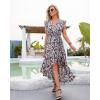 image:imageGRECERELLE 2026 Womens Spring Summer Boho Floral Print VNeck Faux Wrap Maxi Dress for Wedding Guest Graduation Party42 Fp Brindle Blue Gray
