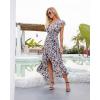 image:imageGRECERELLE 2026 Womens Spring Summer Boho Floral Print VNeck Faux Wrap Maxi Dress for Wedding Guest Graduation Party42 Fp Brindle Blue Gray