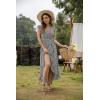 image:imageGRECERELLE 2026 Womens Spring Summer Boho Floral Print VNeck Faux Wrap Maxi Dress for Wedding Guest Graduation PartyFloret Black