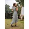 image:imageGRECERELLE 2026 Womens Spring Summer Boho Floral Print VNeck Faux Wrap Maxi Dress for Wedding Guest Graduation PartyFloret Black