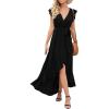 image:imageGRECERELLE 2026 Womens Spring Summer Boho Floral Print VNeck Faux Wrap Maxi Dress for Wedding Guest Graduation Party02 Black