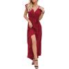 image:imageGRECERELLE 2026 Womens Spring Summer Boho Floral Print VNeck Faux Wrap Maxi Dress for Wedding Guest Graduation Party08 Wine Red