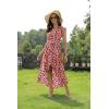 image:imageGRECERELLE 2026 Womens Spring Summer Boho Floral Print VNeck Faux Wrap Maxi Dress for Wedding Guest Graduation Party25 Fp Big Lily Red
