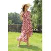 image:imageGRECERELLE 2026 Womens Spring Summer Boho Floral Print VNeck Faux Wrap Maxi Dress for Wedding Guest Graduation Party25 Fp Big Lily Red