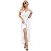 image:imageGRECERELLE 2026 Womens Spring Summer Boho Floral Print VNeck Faux Wrap Maxi Dress for Wedding Guest Graduation Party37 White