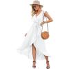 image:imageGRECERELLE 2026 Womens Spring Summer Boho Floral Print VNeck Faux Wrap Maxi Dress for Wedding Guest Graduation Party37 White