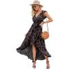 image:imageGRECERELLE 2026 Womens Spring Summer Boho Floral Print VNeck Faux Wrap Maxi Dress for Wedding Guest Graduation Party39 Fp Mantian March Red