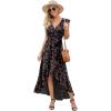 image:imageGRECERELLE 2026 Womens Spring Summer Boho Floral Print VNeck Faux Wrap Maxi Dress for Wedding Guest Graduation Party39 Fp Mantian March Red